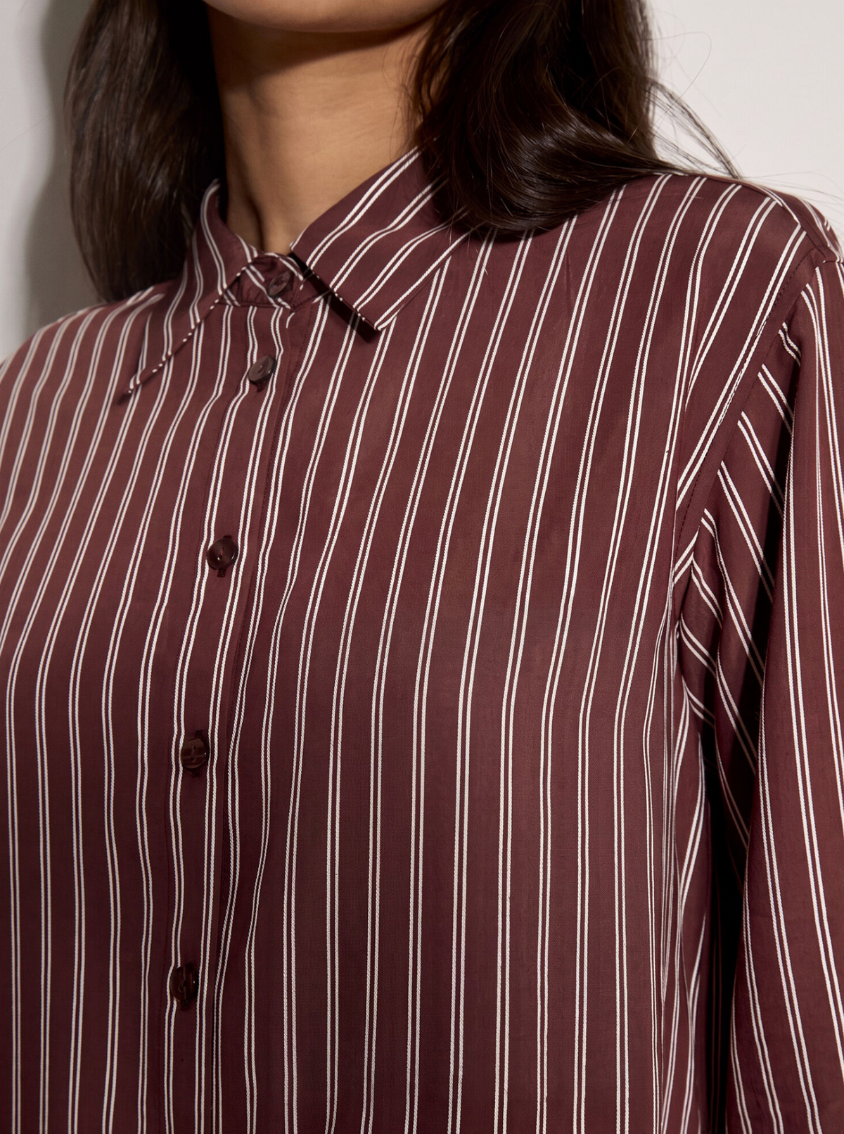 Apricot oversized Stripe Shirt (Burgundy)