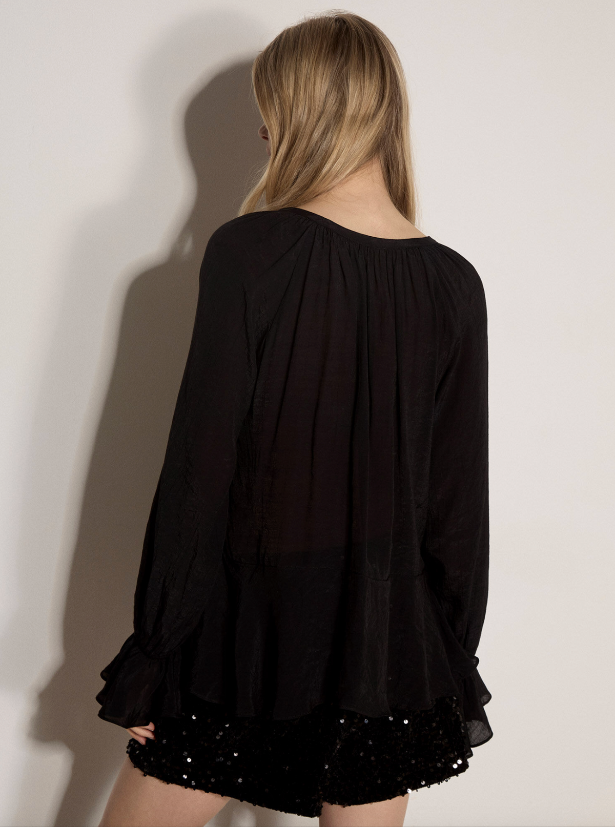 Textured Peplum Hem Blouse
