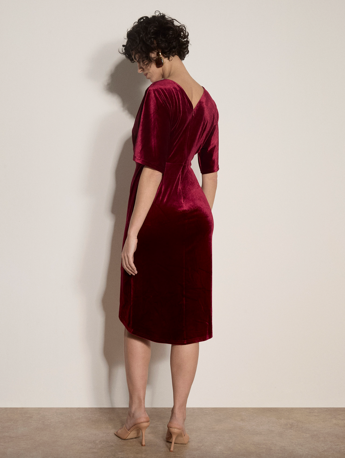 Batwing Sleeve Velvet Wrap Dress