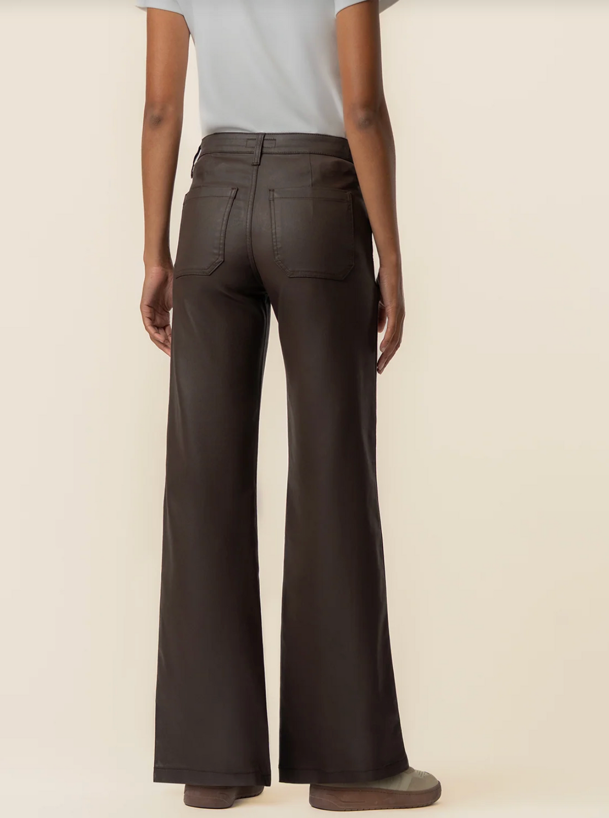 Jodi Coated High Rise Wide Straight (Chocolate)
