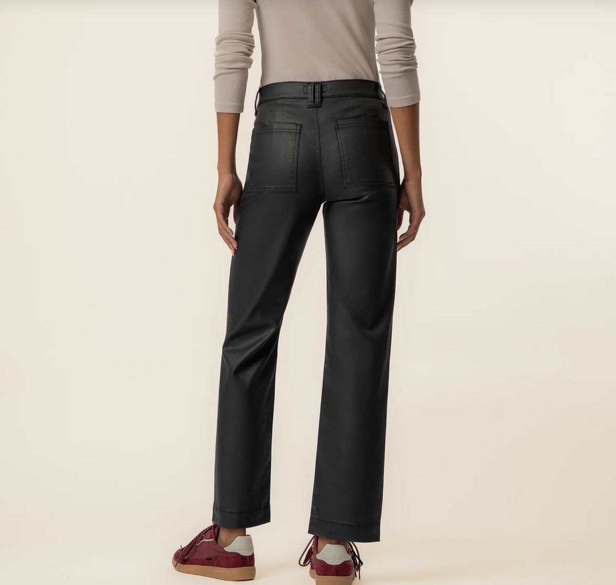 Avery Coated High Rise Straight Leg (Matte Black)