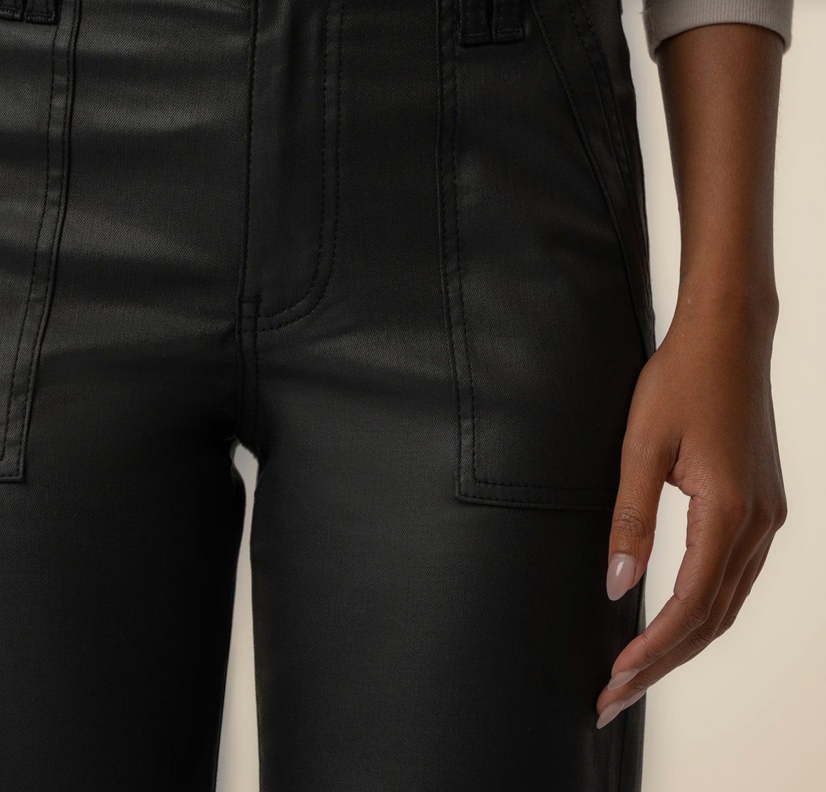 Avery Coated High Rise Straight Leg (Matte Black)
