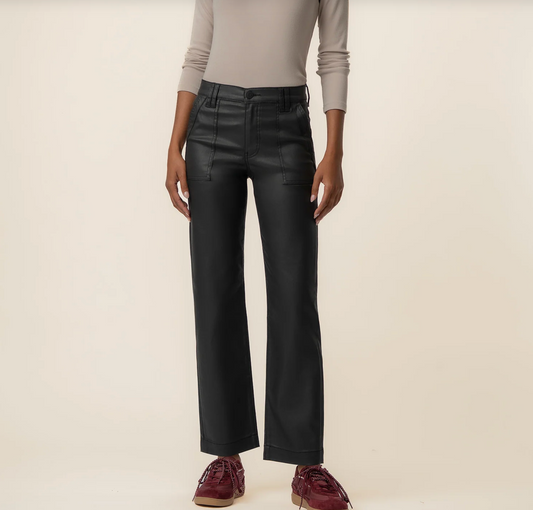 Avery Coated High Rise Straight Leg (Matte Black)