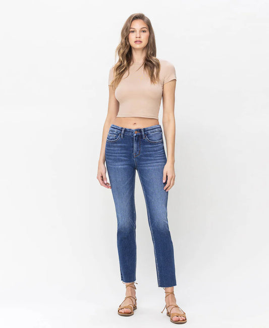 Jeanne High Rise Slim Straight Jean - Delicate