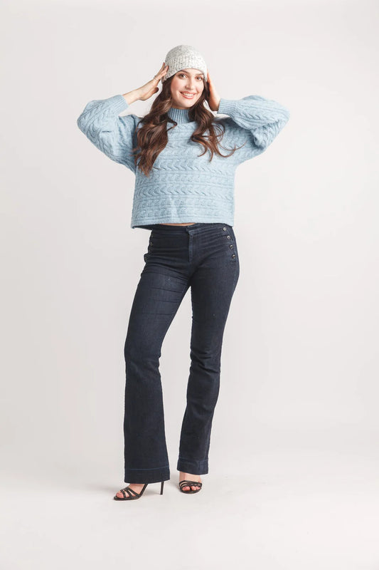 Cable Knit Pullover With Ribbed Detail
