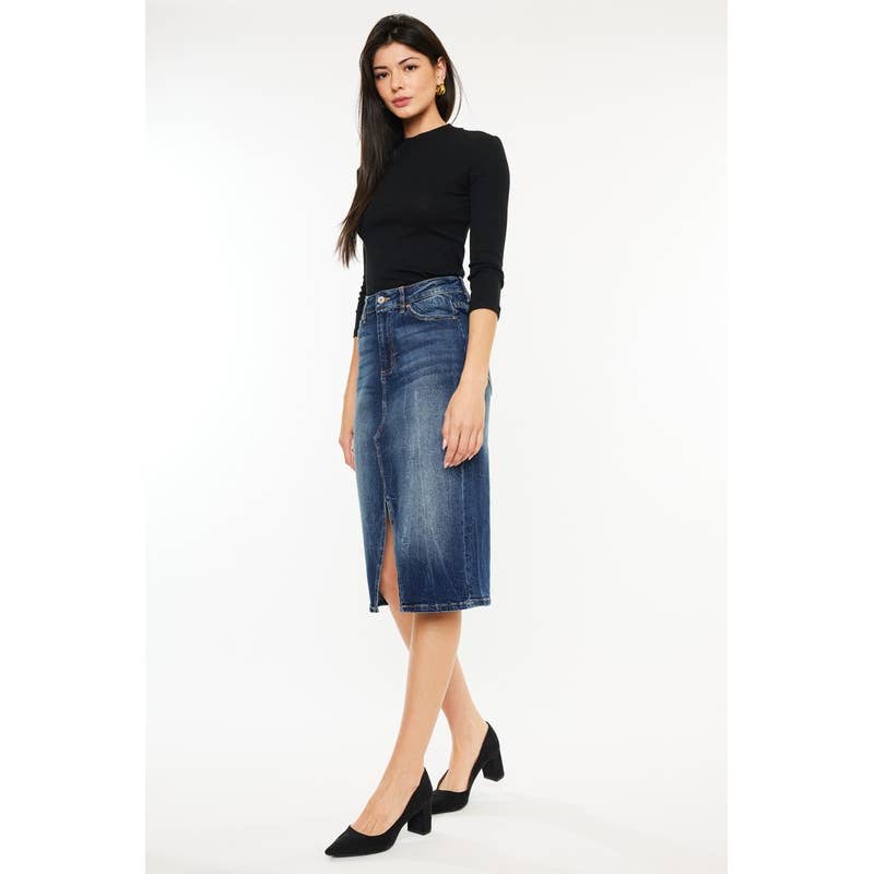 High rise midi skirt