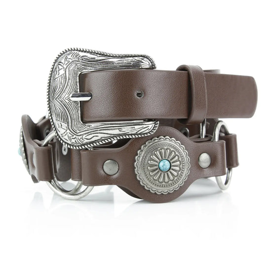 Women’S Brown Leather Concho Belt
