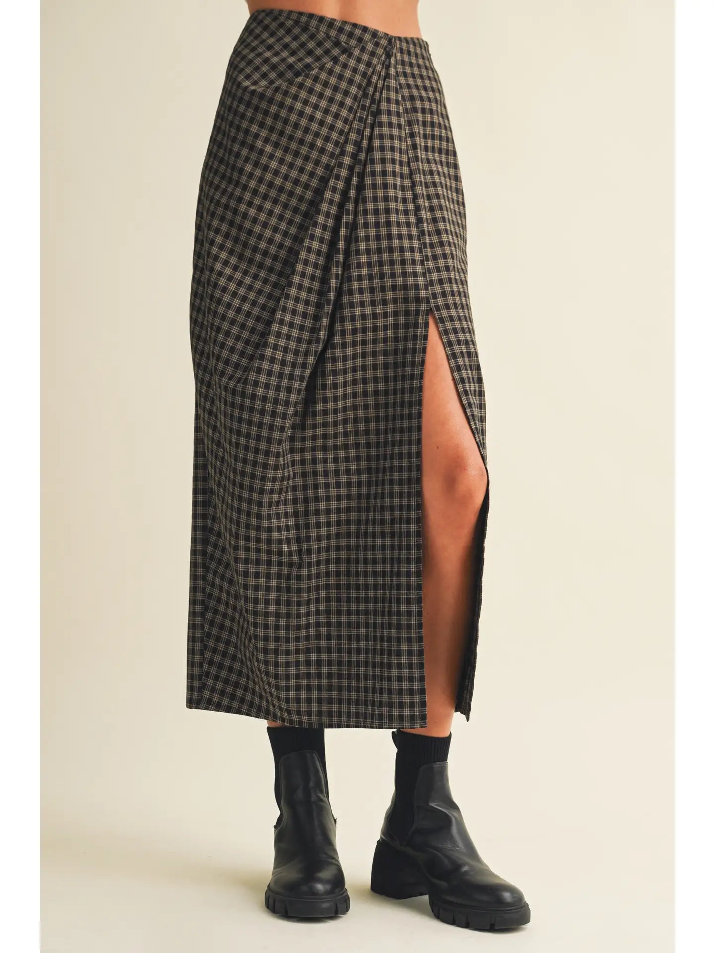 Asymmetric Drape Midi Skirt