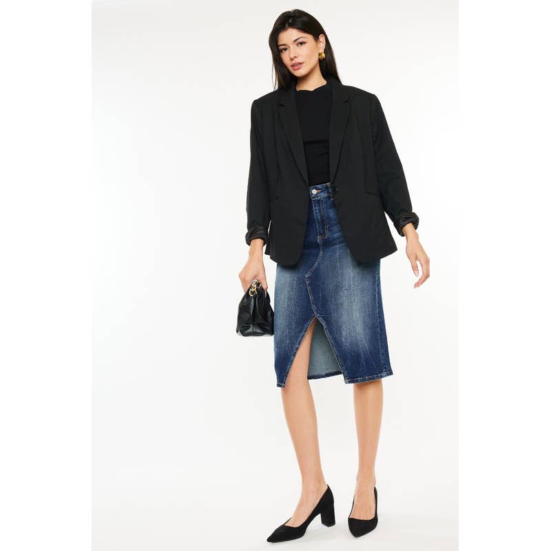 High rise midi skirt