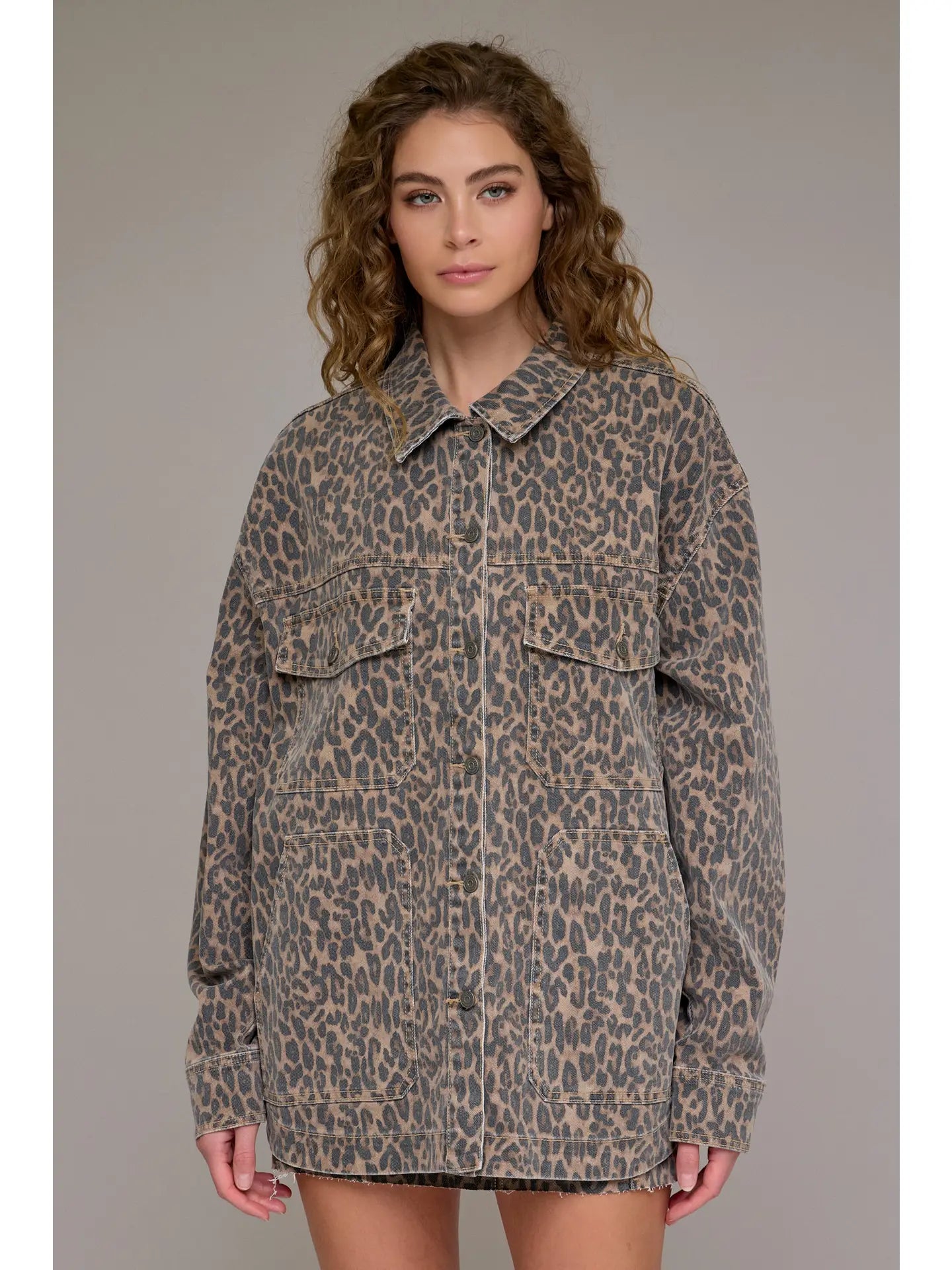 Cheetah Print Denim Jacket