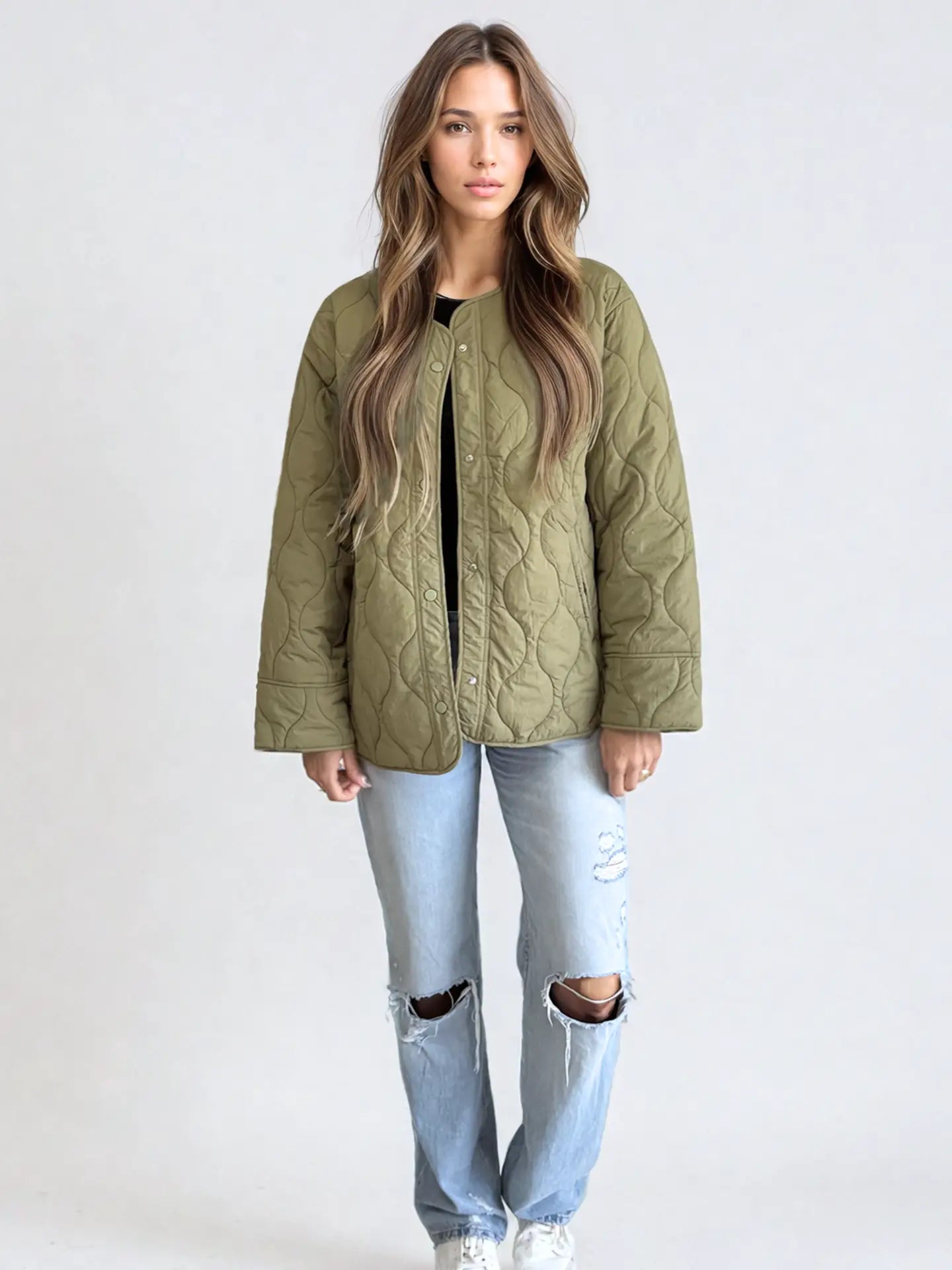 Ophelia Light Quilted Coat (Olive)
