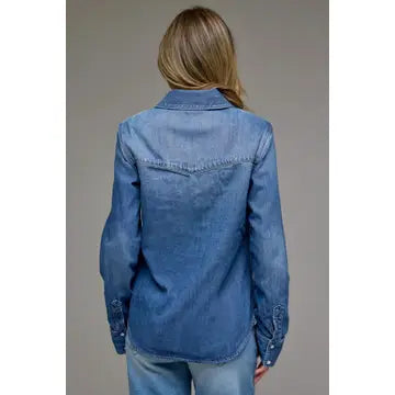 Basic Western Shirt ( Mid Wash)