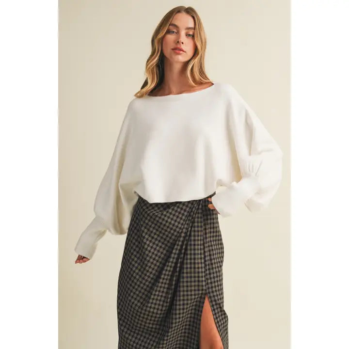 Bateau Neck Dolman Sleeve (Cream)
