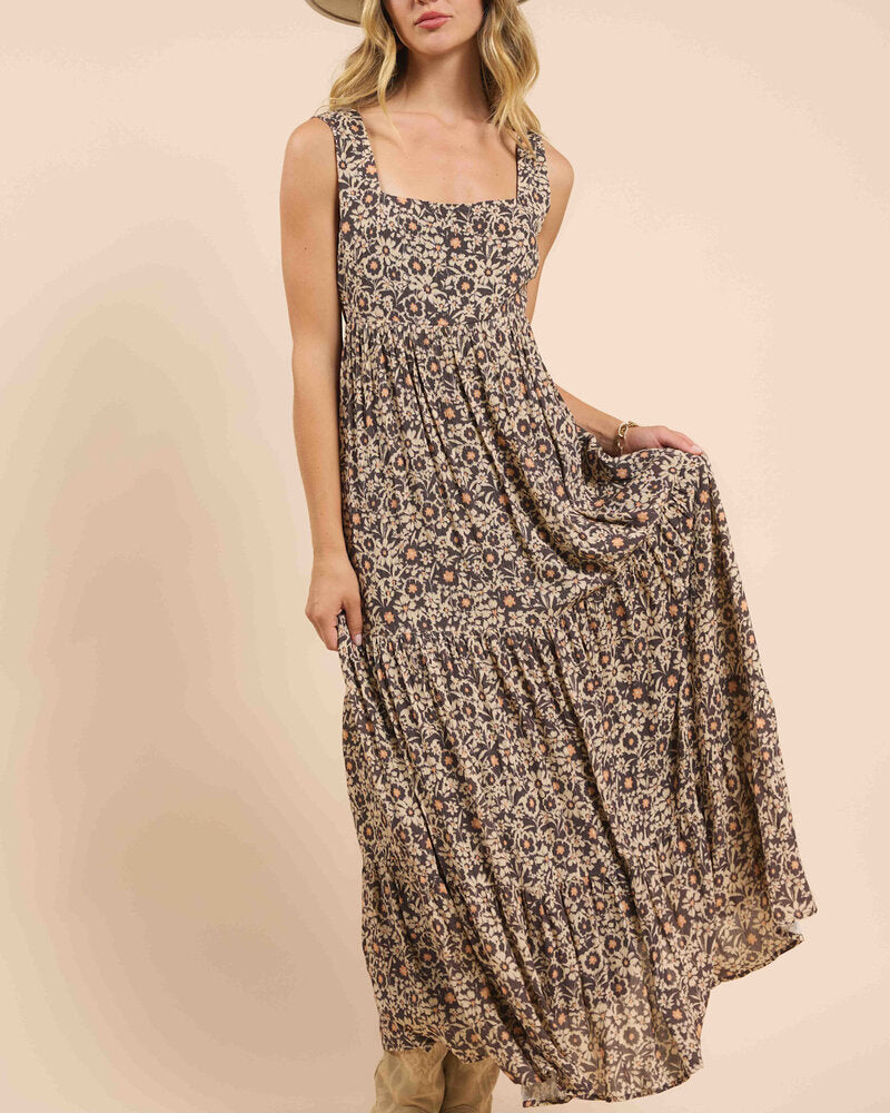 Desert Sunset Tiered Open Back Maxi Dress