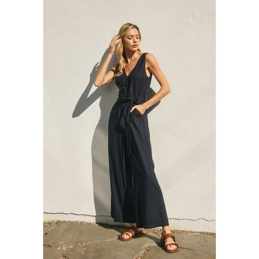 Heaven Sent Button down Jumpsuit (Navy)