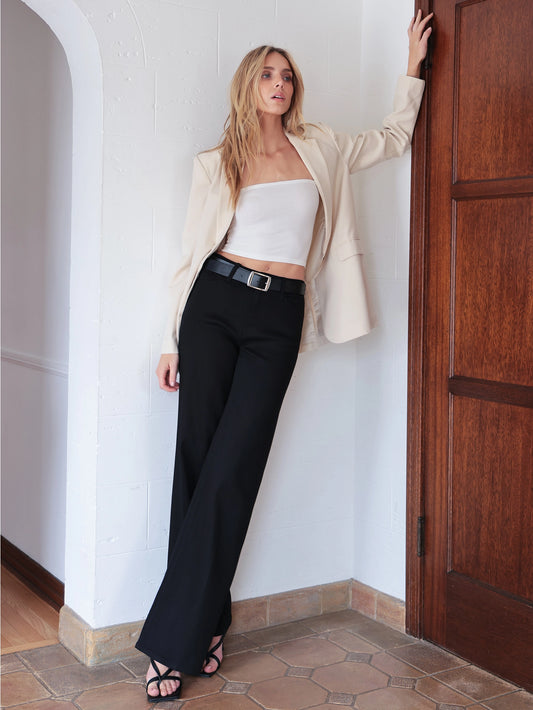 High Rise Trouser Pressed Black Wide Leg Jeans