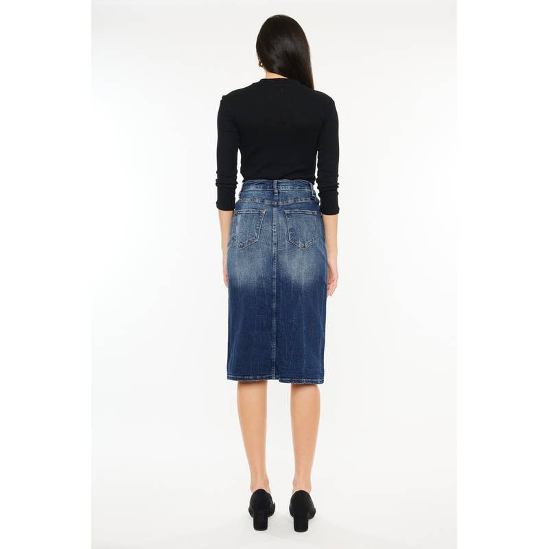 High rise midi skirt