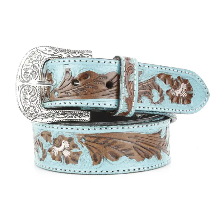 Turquoise Tooled Floral Belt