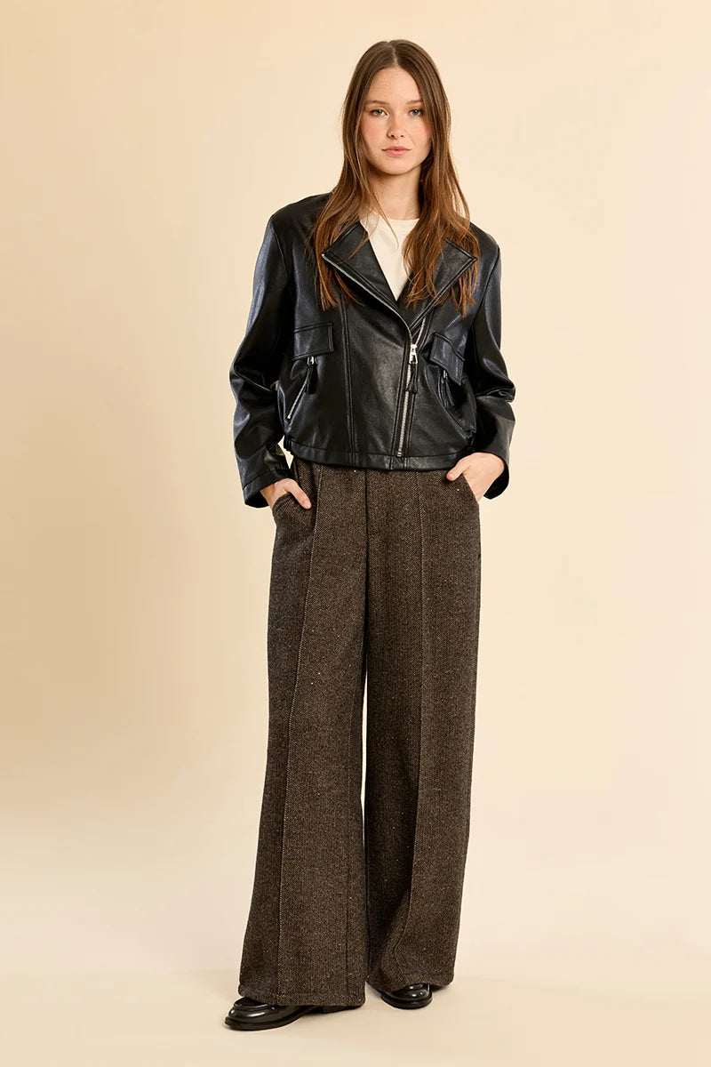 Faux Leather Jacket With Zippers
