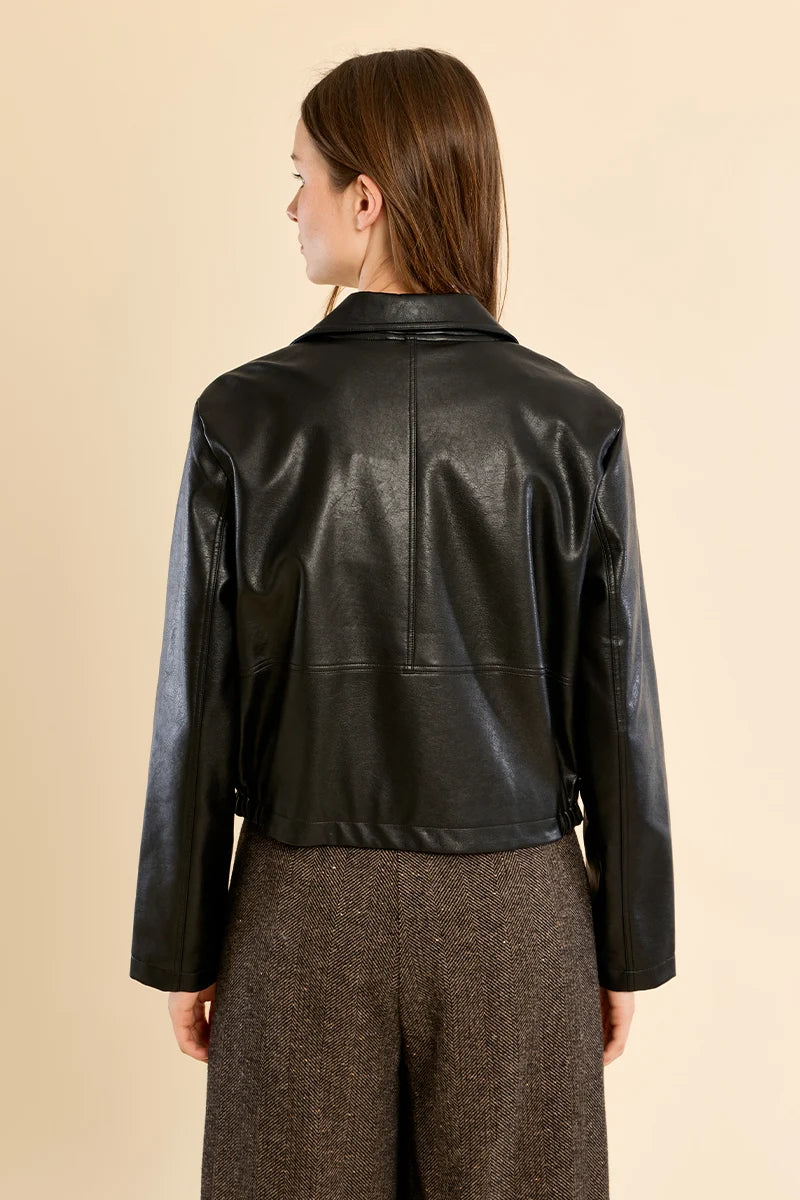 Faux Leather Jacket With Zippers