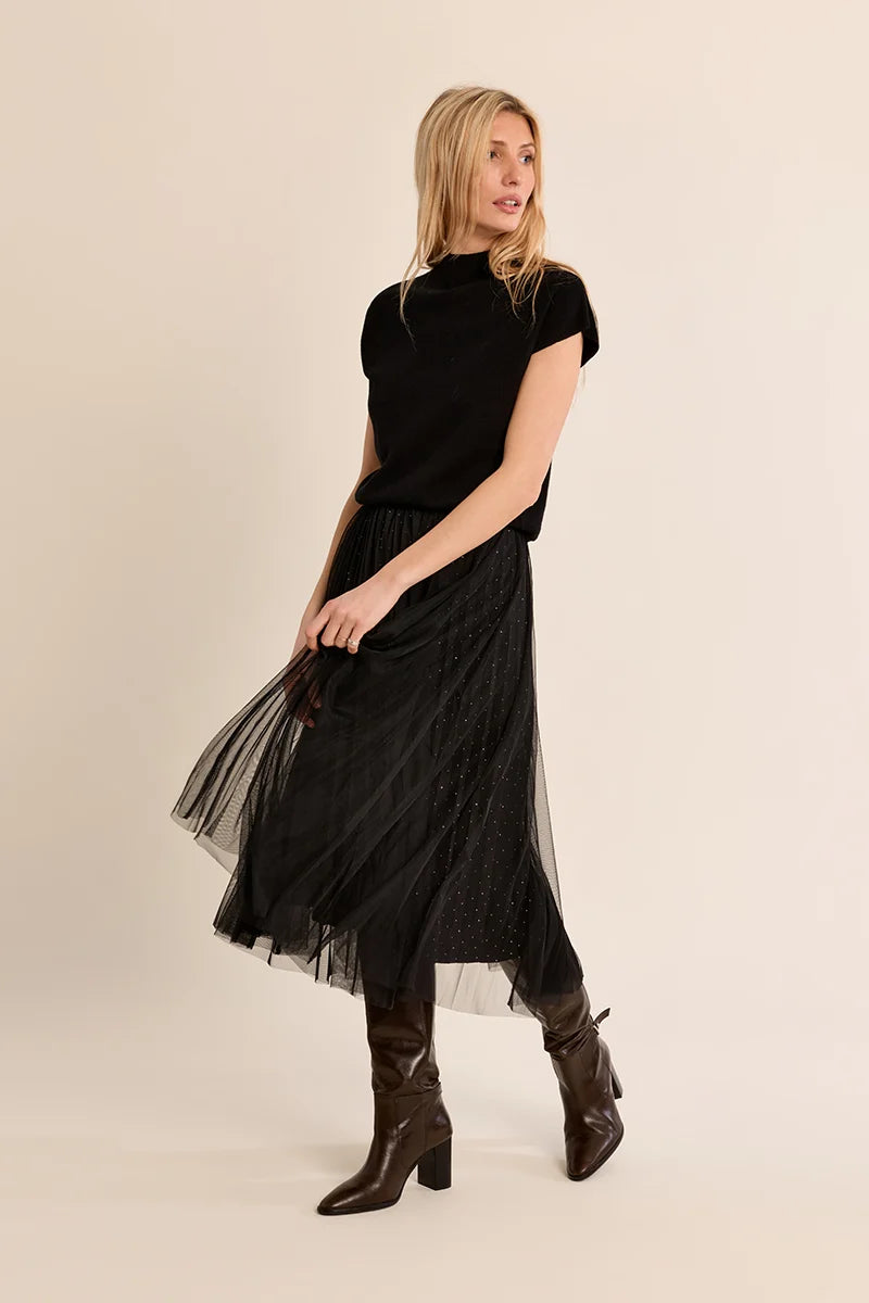 Fine knit sweater, short sleeves