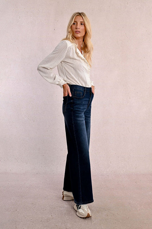 High-waisted wide-leg jeans