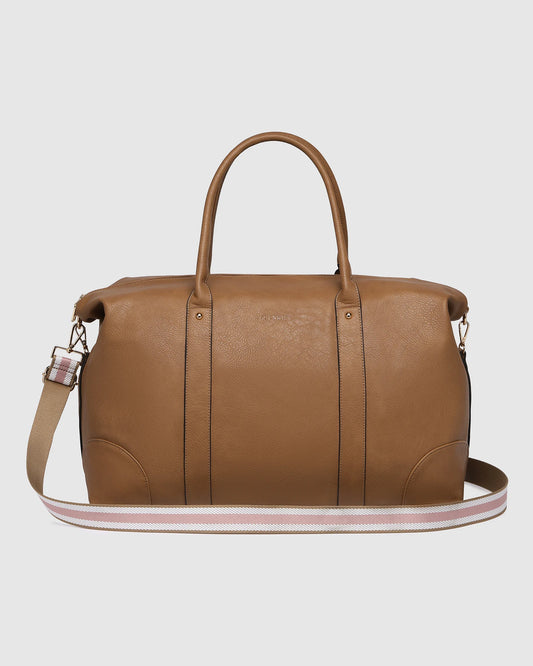 Alexis Stripe Weekender Travel Bag (Camel)