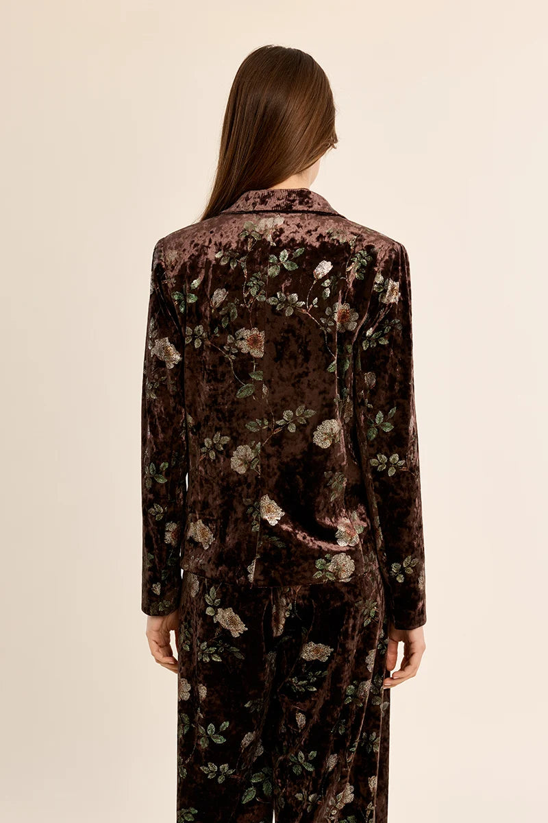 Floral velvet blazer