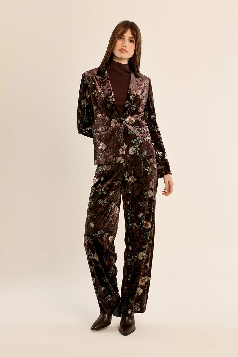 Floral velvet blazer