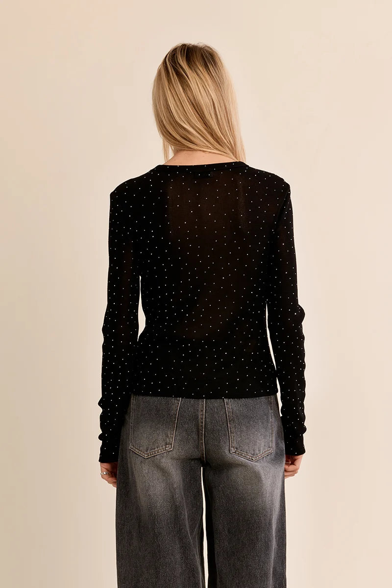 Semi-sheer polka dot top