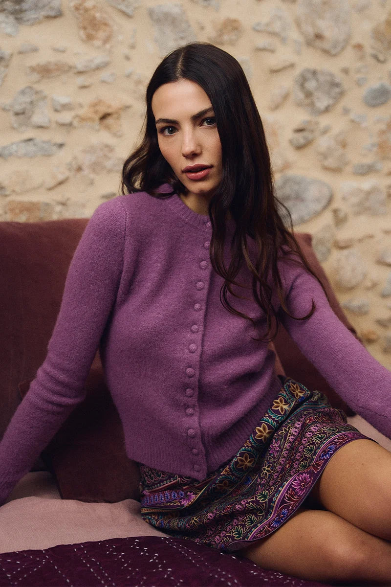 Buttoned cardigan- Mauve