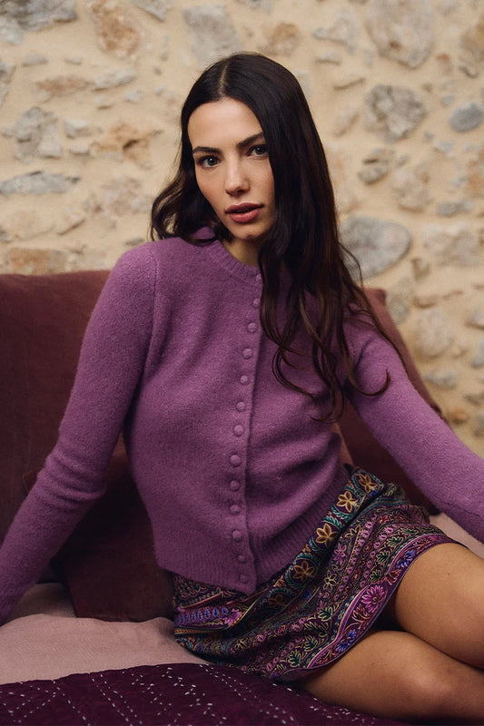 Buttoned cardigan- Mauve