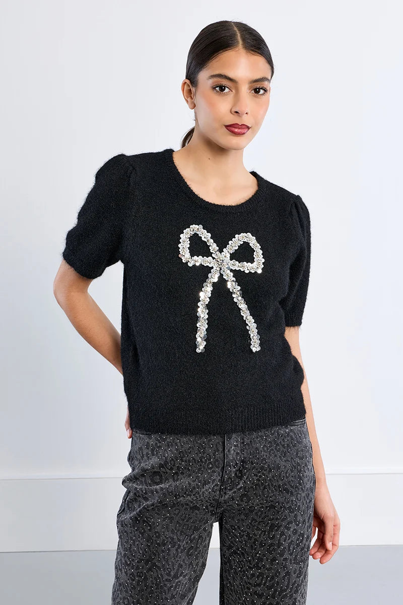 Sequin Bow Sweater