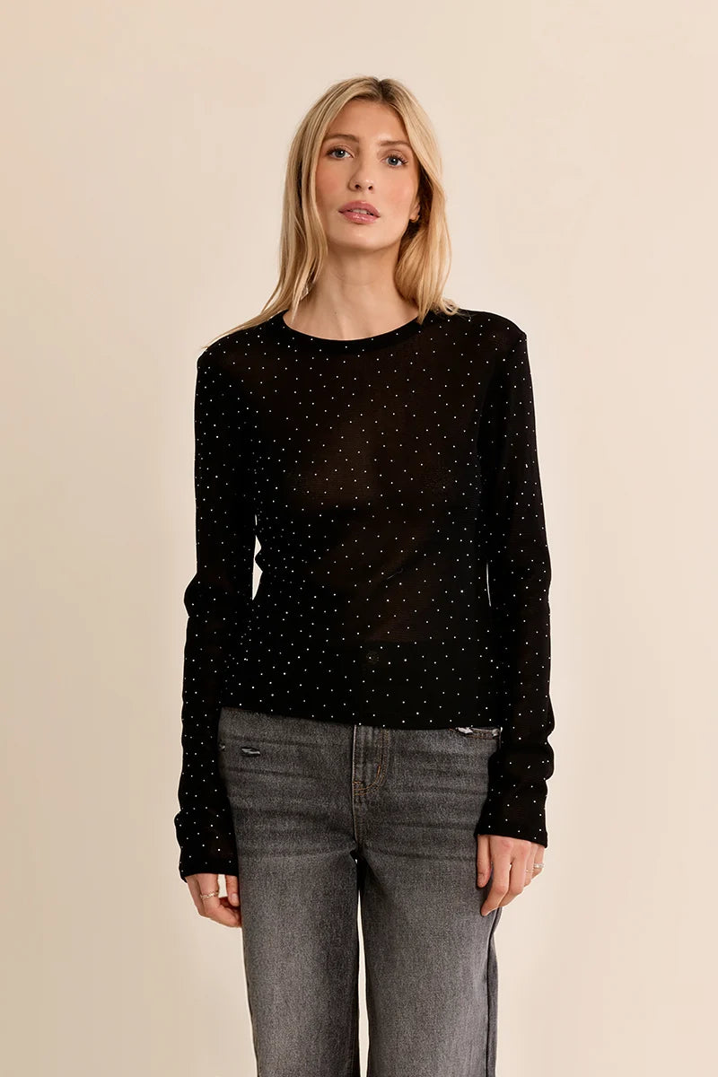 Semi-sheer polka dot top