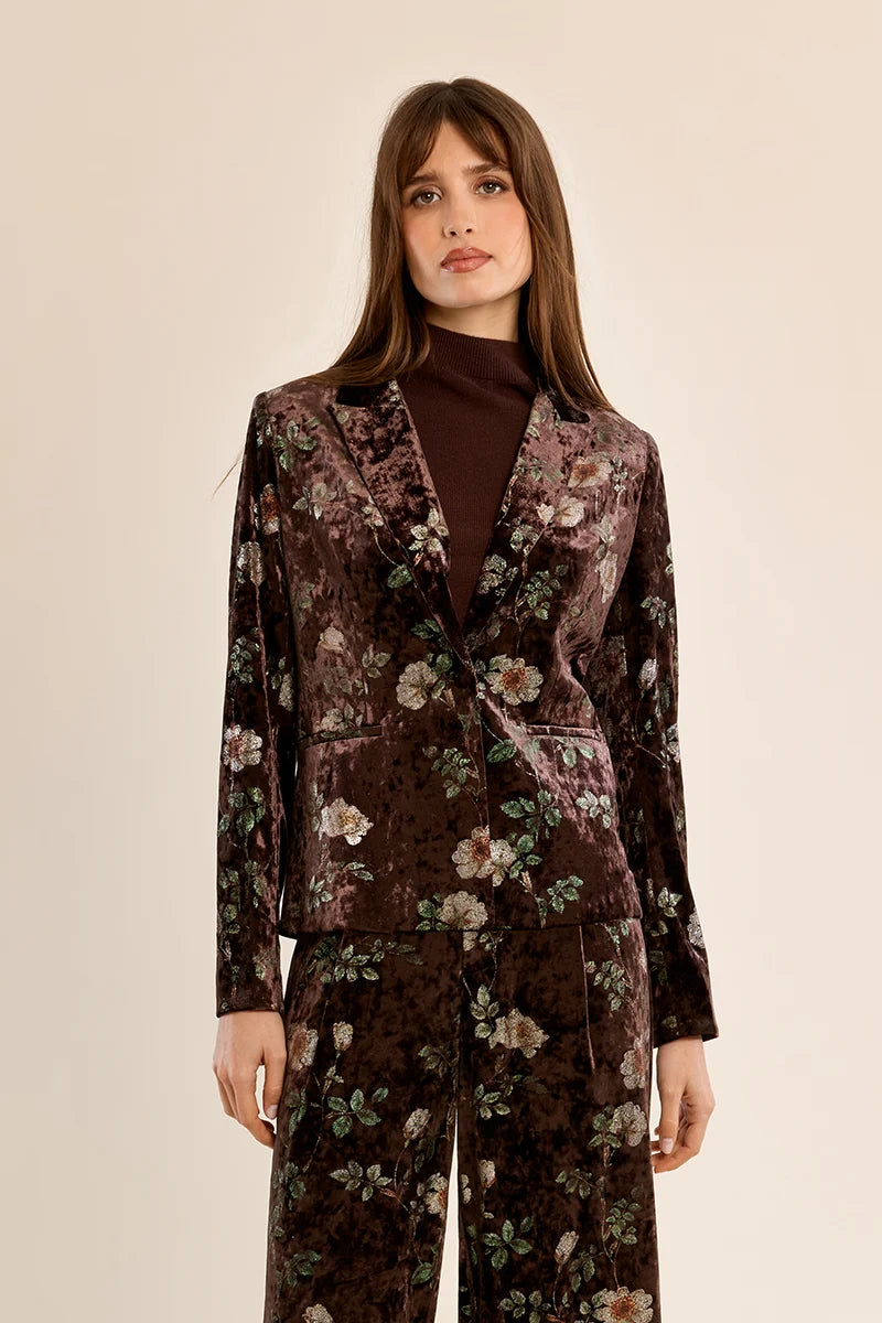 Floral velvet blazer