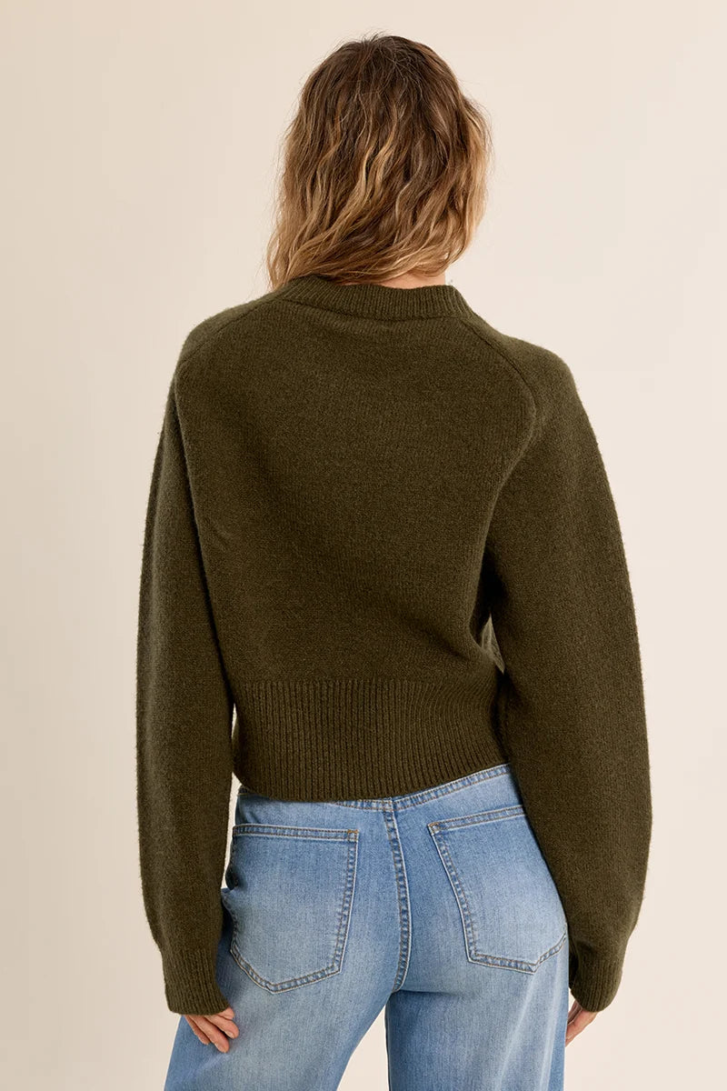 Ribbed Crop Sweater - Khaki