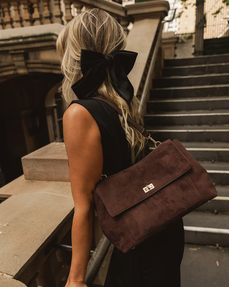 Arden Suede Shoulder Bag (Chocolate)