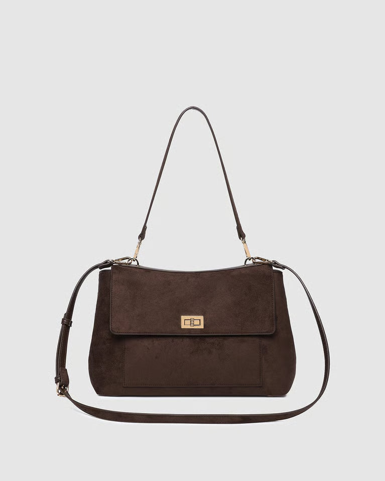 Arden Suede Shoulder Bag (Chocolate)