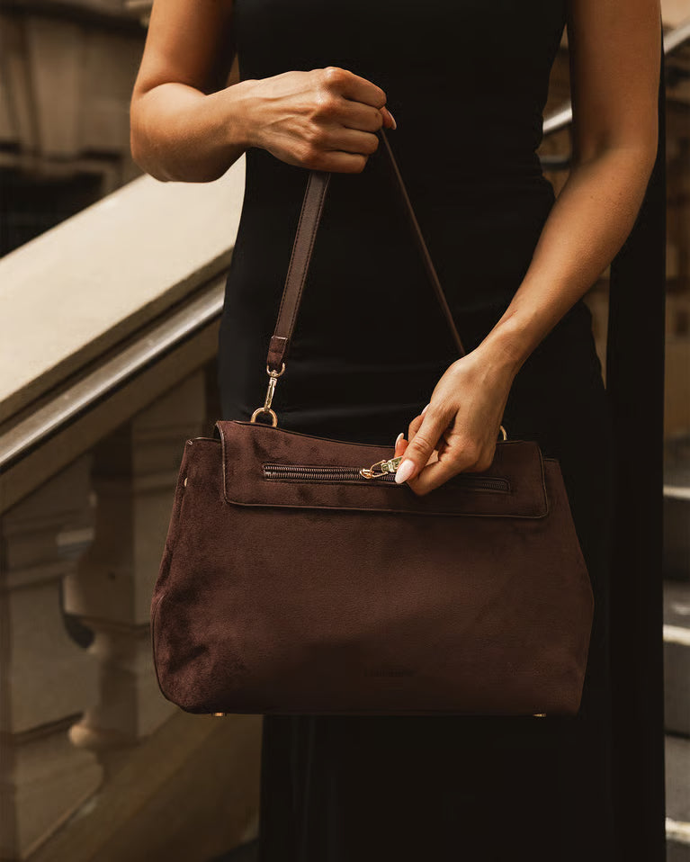 Arden Suede Shoulder Bag (Chocolate)