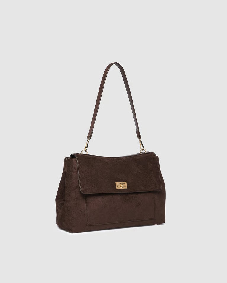 Arden Suede Shoulder Bag (Chocolate)