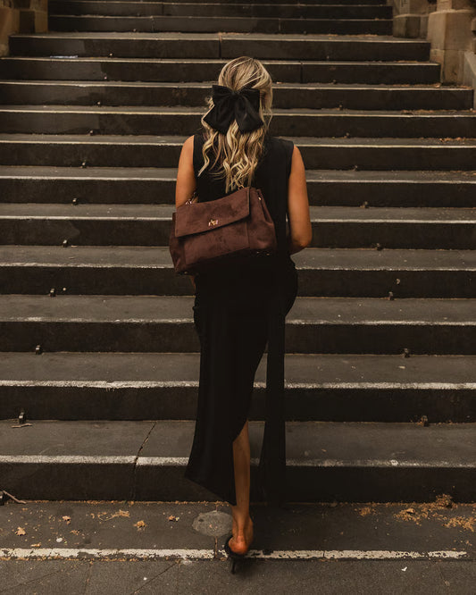 Arden Suede Shoulder Bag (Chocolate)